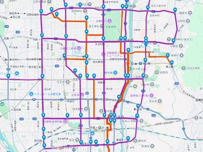 京都電気鉄道のGoogleMap路線図